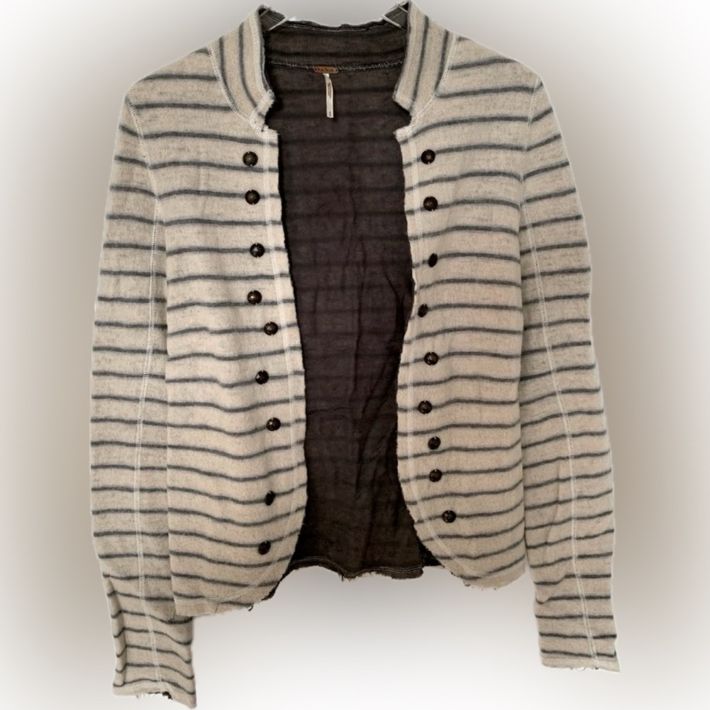 Free People Striped Cardigan - All Wool lightweight